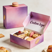 Boîte à biscuits portable personnalisée, couleur rose vif, design monobloc, logo personnalisé, emballage de boulangerie haut de gamme écologique, gaufrage