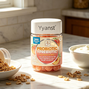 Gummies Probiotiques + Prébiotiques OEM/ODM 500 millions d'UFC, Saveur Pêche, Cure de 30 Jours pour un Microbiome Intestinal Équilibré - Product Image 3