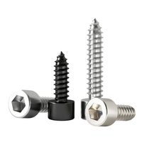 Vis autotaraudeuses à tête cylindrique hexagonale en acier inoxydable 304 SNIPPIN, finition oxyde noir, filetage droit, tailles M2-M6 pour