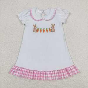 Vestido de Pascua Bordado para Niñas Pequeñas con Diseño de Conejito de Pascua, Venta al por Mayor - Product Image 4