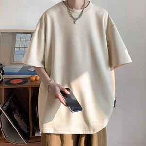 Men's Retro Summer American Style T <b>Shirt</b> Suede Casual Loose Fit Half Sleeved Basic Blank Short Sleeve T <b>Shirts</b> 230g - Product Image 3