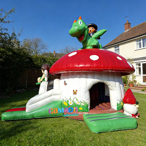 Château gonflable durable en PVC sur le thème <span class=keywords><strong>du</strong></span> <span class=keywords><strong>monde</strong></span> des dinosaures avec toboggan intégré, structure de saut gonflable pour enfants en plein air - Product Image 2
