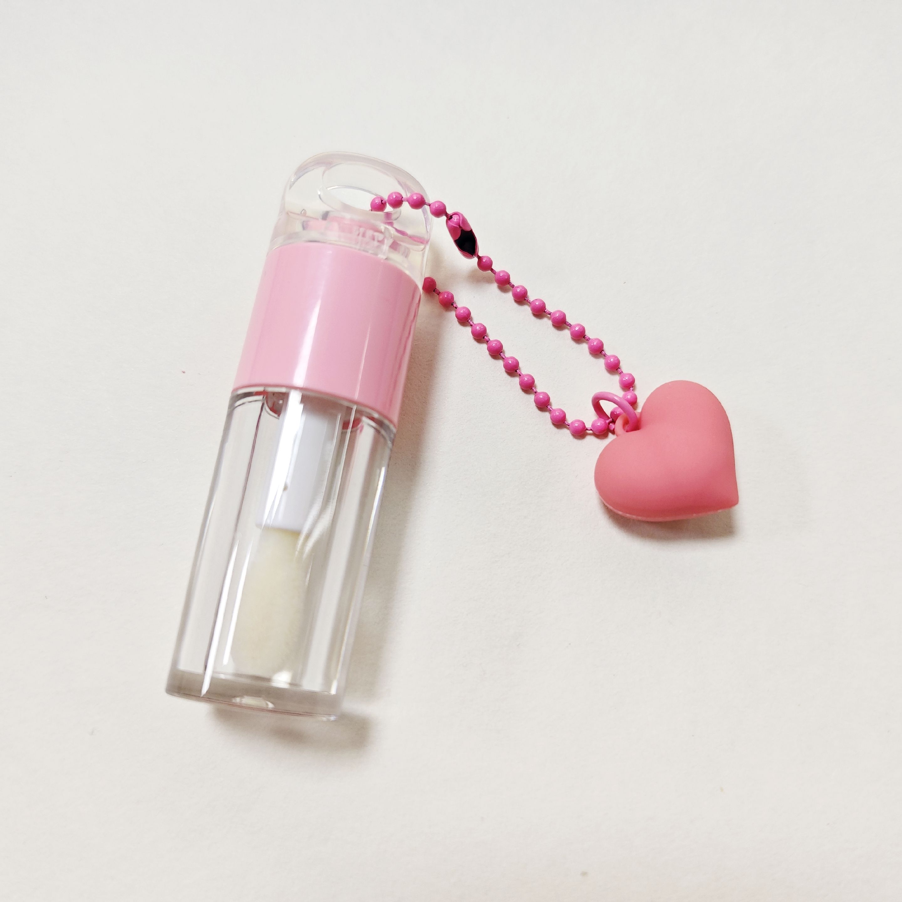 Tube rose transparent + pendentif rose