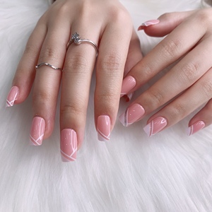 TSZS-<span class=keywords><strong>uñas</strong></span> postizas <span class=keywords><strong>cuadradas</strong></span> cortas para mujer, color rosa, Nude, blanco, francés, <span class=keywords><strong>2022</strong></span> - Product Image 2