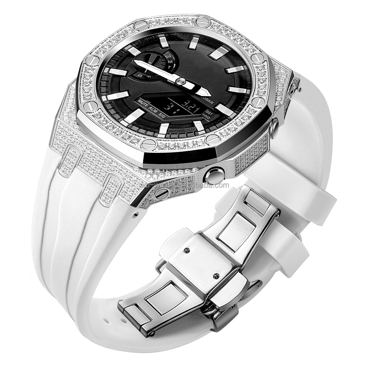 Silver Case+White Band