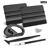 Kit d'outils de covering automobile 10 pièces comprenant une raclette en feutre plastique et un couteau de découpe pour vitres de voiture