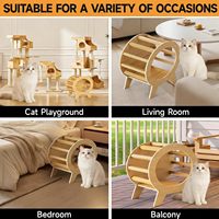Ankuliy Maison pour chat en bois de pin moderne Cabine pour animaux de compagnie Élevée Ronde en bois massif Résistante aux intempéries Montage facile Utilisation en intérieur pour chats