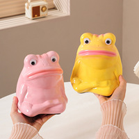 Figurine de grenouille en céramique Dopamine - Style dessin animé - Tirelire pour enfants - Décoration parfaite pour le salon, la table basse et le meuble TV - Cadeau