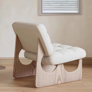 Silla individual de cuero ATUNUS para sala de estar, patas de madera, sofá de peluche, silla de tela, muebles de ocio Wabi Sabi, silla decorativa - Product Image 4