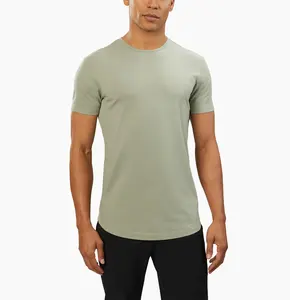 Tailored silhouette crew neckline fitness men t-shirts buttery soft cotton spandex t shirt