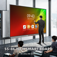 Tableau blanc interactif intelligent tout-en-un pour écoles, 55, 65, 75, 86 pouces, à fixation murale, avec PC OPS, tactile 40 points, 4K, vente en gros