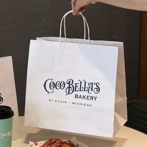 Sac à emporter personnalisable en papier kraft biodégradable et écologique pour pizza, sushi, gâteau, pain, avec impression personnalisée - Product Image 5