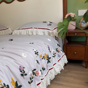 Parure de lit 4 pièces en soie glacée effet croco avec passepoil contrastant et broderie monogramme – Housse de couette de luxe pour hôtel, tailles Queen et <span class=keywords><strong>King</strong></span> - Product Image 6