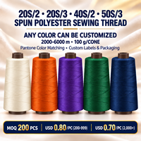 Fil à coudre en polyester filé 100% 20S/3, cône de 100g, haute ténacité, 3 brins, pour jeans, vêtements, machine à coudre industrielle, vente en gros