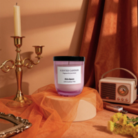 Bougie parfumée de luxe en cire de soja avec couvercle en verre et logo personnalisé, vente en gros de décorations pour la maison