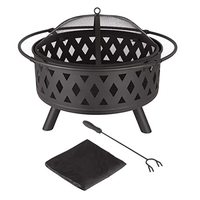 Brasero rond en métal de 32 pouces avec écran anti-étincelles, pour feu de bois, cheminée extérieure en acier, jardin, patio, terrasse, camping, feu de camp