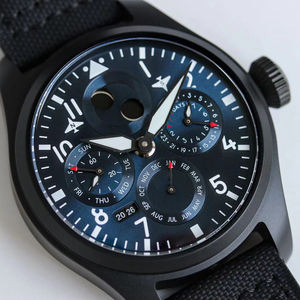 Reloj de Pulsera Mecánico para Hombre de Fibra de Carbono Negra - Serie Piloto, Reloj Cronógrafo Multifunción - Product Image 2
