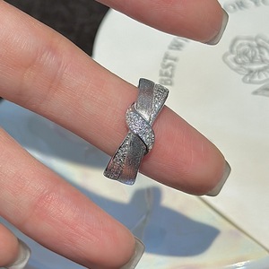 Bague en argent pur S925, motif torsadé, design de niche, simple, tendance, vintage, micro-incrustée, bague brossée tendance, certificat IGI - Product Image 4