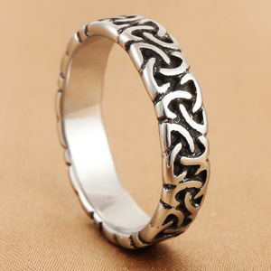 European Style Titanium Steel Viking <b>Ring</b> Geometric Pattern Men's Punk Jewelry Size 28 - Product Image 1