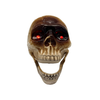 Décoration d'Halloween animatronique LED, accessoire effrayant suspendu, squelette simulé parlant lumineux électrique, tête de crâne animée