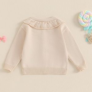 Ouvert avant bouton laine tricots manteau pour bébé filles à manches longues <span class=keywords><strong>Cardigan</strong></span> pull pour enfant en bas âge hiver automne fleurs imprimer printemps - Product Image 4