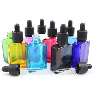 competitive reasonable price long thick clear blue euro dropper cap bottles 30ml 30 ml square amber glass bottle with dropper