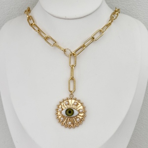 Kalung liontin perhiasan mata Turki warna-warni trendi baru liontin zirkon kubik kalung rantai Chunky untuk perhiasan pria dan wanita - Product Image 6