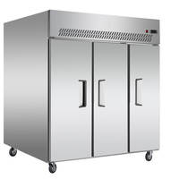 Réfrigérateur vertical commercial NobleSnow à trois portes, en acier inoxydable, type européen, de -5°C à +5°C, dégivrage automatique, bacs GN