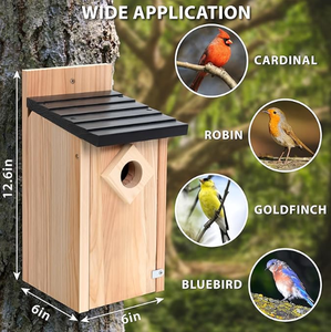 Ağaç asılı ahşap su geçirmez Bluebird evleri Mini kuş kınamak için açık havada sprey boya tedavisi klasik <span class=keywords><strong>Birdhouse</strong></span> yuvalama kutusu - Product Image 3