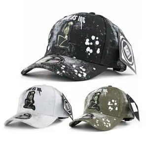 Novo Design personalizado 6 painel Graffiti homens hip hop cap All Over Impressão Curvo chapéu 3D Bordado designer chapéus de beisebol para Homens