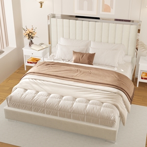 Base de lit moderne réglable en velours, style hôtelier, avec design à bord bas lisse, facile à assembler pour les hébergements d'hôtes - Product Image 2