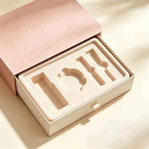 OEM Custom Luxury Drawer Cosmetic <b>Box</b> with Pulp Insert & Gold Foil Logo - Eco-Friendly Rigid Cardboard Packaging for <b>Makeup</b> - Product Image 1