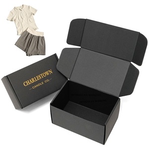 Enveloppe de cadeau écologique imprimée de marque personnalisée Boîte postale d'expédition postale ondulée en papier kraft carton cadeau pliable noir - Product Image 1