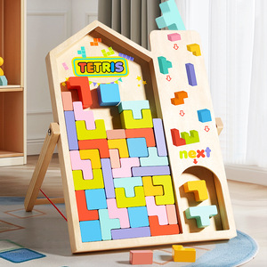 Rompecabezas de madera Tetris, bloques de construcción 3D para niños de 4 a 6 años, juguete educativo de lógica, juego para padres e hijos - Product Image 1