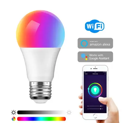 Amazon factory tuya voice control 9w 12w 15w smart life b22 e26 e27 alexa google rgb light wifi smart bulb