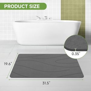 Tapis de bain en terre de diatomée ultra absorbant - Motif ondulé - Fabriqué à la machine - Écologique - Séchage rapide - Facile à nettoyer pour la douche, la baignoire et la zone de l'évier - Product Image 2