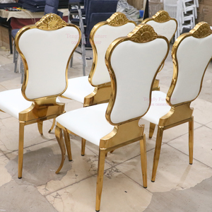 Venta al por mayor barato rey trono Hotel muebles de lujo comercial apilable oro Metal boda decoración sillas para fiestas eventos - Product Image 5