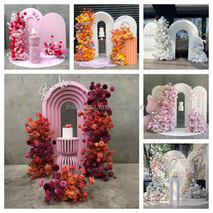 <span class=keywords><strong>Serie</strong></span> púrpura Rosa Hortensia Gypsophila Arreglo floral Pilar <span class=keywords><strong>DE</strong></span> BODA Flor Fiesta Escenario Decoración Fila <span class=keywords><strong>de</strong></span> flores <span class=keywords><strong>de</strong></span> seda artificial - Product Image 5