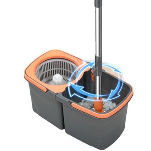 Balai à franges magique avec seau séparé pour eau propre et sale Tête rotative à 360 ° Balai à franges autonettoyant Ensemble de seaux pour le nettoyage à domicile - Product Image 1