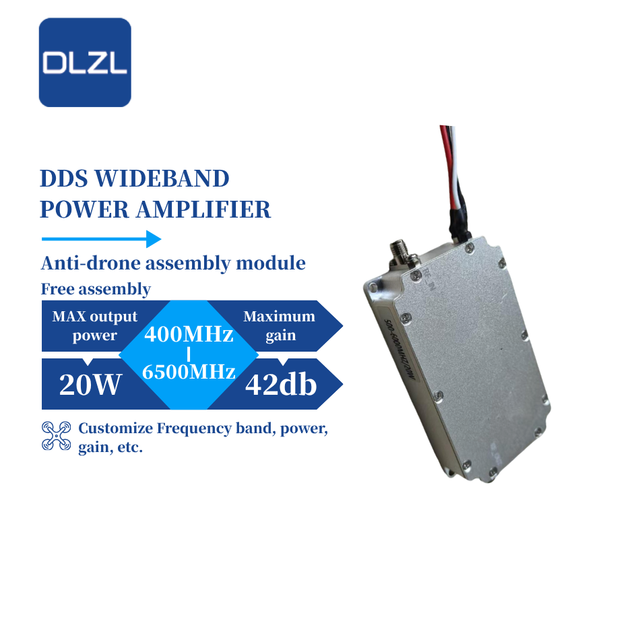 DDS Wideband Power Amplifier 400-6500MHz Built-in Interference Drone Chip Module 20W RF 42dB Gain SMA-F Mounting 27% Efficiency