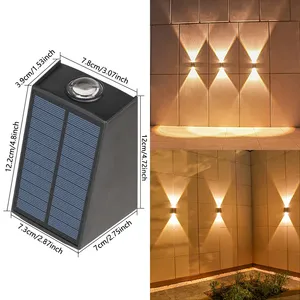 1/2/4/8 pièces Lampe Murale Solaire Extérieure Étanche Haut et Bas pour Jardin, Éclairage Décoratif, Lampe Murale Solaire pour Porche, Clôture, RVB Chaud - Product Image 5