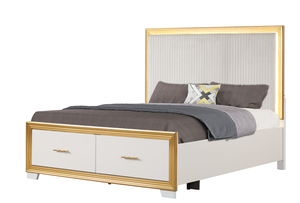 Contemporary <b>Convertible</b> 4PC Queen Bedroom Set with Solid Wood & Gold Finish - Product Image 2