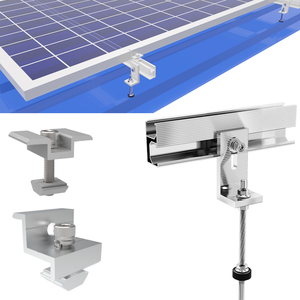 Support de montage réglable <span class=keywords><strong>pour</strong></span> 2 panneaux solaires à toit, panneaux encadrés, rail de 30 cm, acier inoxydable 304, boulon en alliage d'aluminium 30-35 mm, certifié TUV Solar - Product Image 1