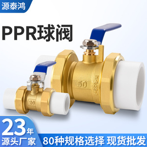 Válvula de Bola de Latón de Alta Presión, Diseño Recto de 4 Puntos, Color Natural, Unión de Doble Extremo PPR, Válvula de Bola de Cobre Termofusible - Product Image 6