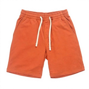 Shorts Bermuda Orange pour Homme, Taille Mi-Haute, Cordon de Serrage, Décontracté, Tricoté, Couleur Unie, avec Poches - Product Image 1