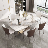 Ensemble table à manger moderne et durable de luxe Mobilier de table avec dessus en marbre Villa Maison Appartement Hôtel Restaurant Tables rectangulaires