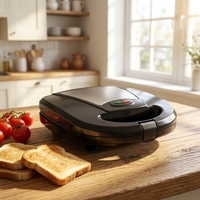 Grille-sandwich électrique automatique en plastique à 2 tranches avec thermostat réglable - Accepte les commandes en gros et les marques privées