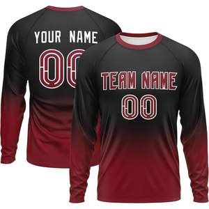 2025 personnalisé dégradé à manches longues maillot de Baseball personnalisé imprimé nom et numéro hommes femmes jeunesse équipe maillot - Product Image 1