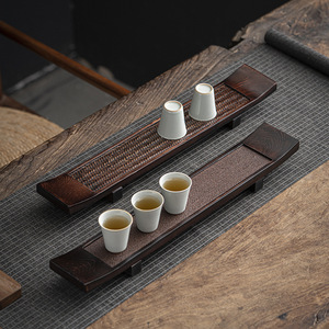 Rectangular Solid Wood Cup Holder Storage Rack Multi Functional Tea Ceremony Accessory Home Use Zen Inspired Dry Brewing Tray - Product Image 1