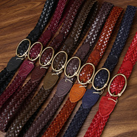 Sabuk Kulit Sapi Asli Vintage Dicuci, Anyaman Tangan, Berkualitas Tinggi untuk Wanita & Pria, Sabuk Jeans Wanita Stylish dan Serbaguna
